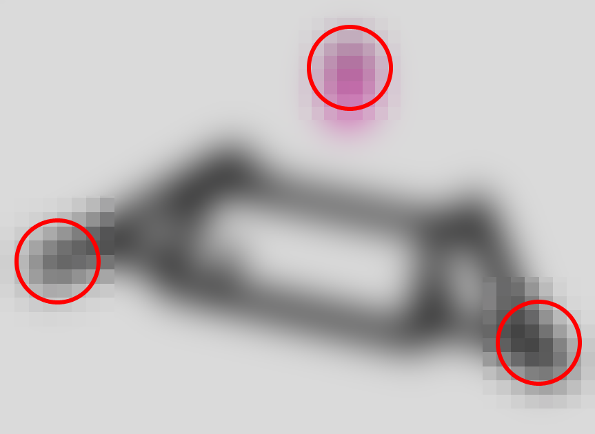 Redacted 3D model showing censored screw hole area