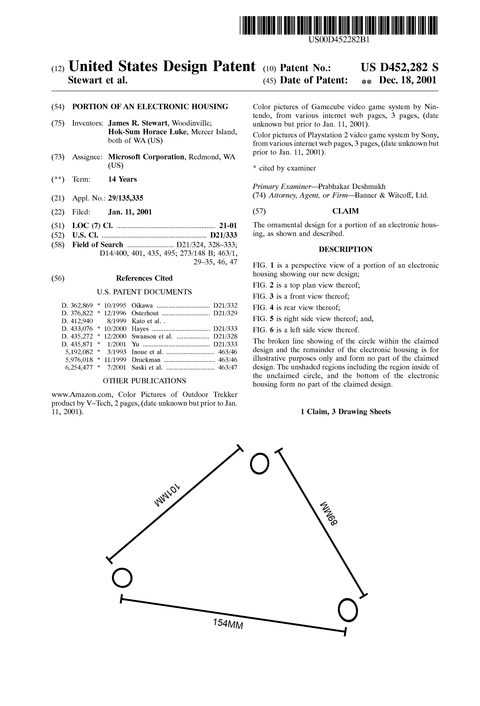 Diagram from Microsoft Utility Patent showing screw hole pattern